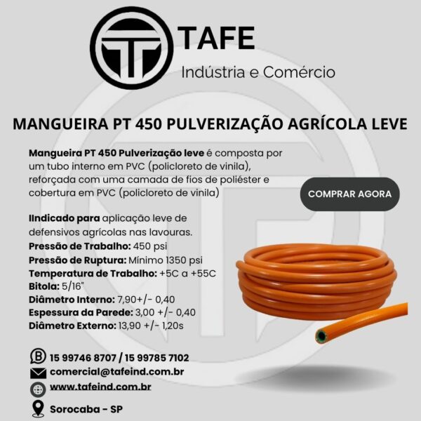 MANGUEIRA PT 450 PULVERIZAÇÃO AGRÍCOLA LEVE