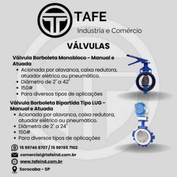 Válvula Borboleta Monobloco-Manual e Atuada / Válvula Borboleta Bipartida Tipo LUG - Manual e Atuada
