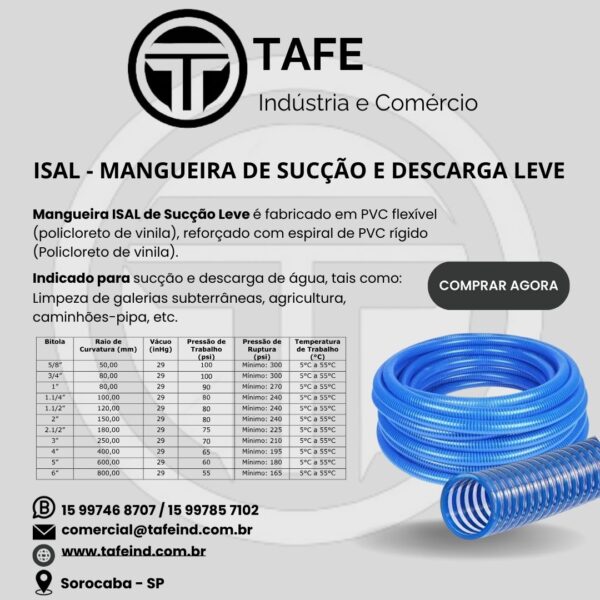 ISAL - MANGUEIRA DE SUCÇÃO E DESCARGA LEVE