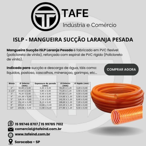 ISLP - MANGUEIRA SUCÇÃO LARANJA PESADA