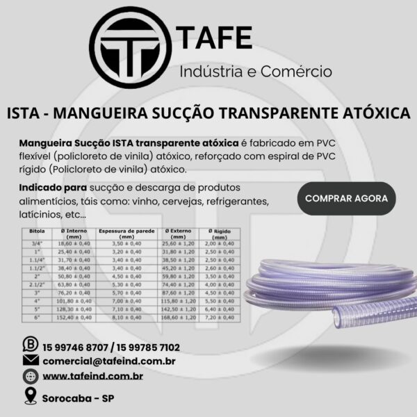 ISTA - MANGUEIRA SUCÇÃO TRANSPARENTE ATÓXICA