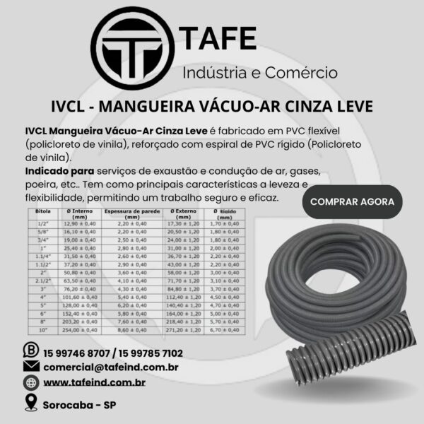 IVCL - MANGUEIRA VÁCUO-AR CINZA LEVE