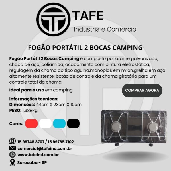FOGÃO PORTÁTIL 2 BOCAS CAMPING