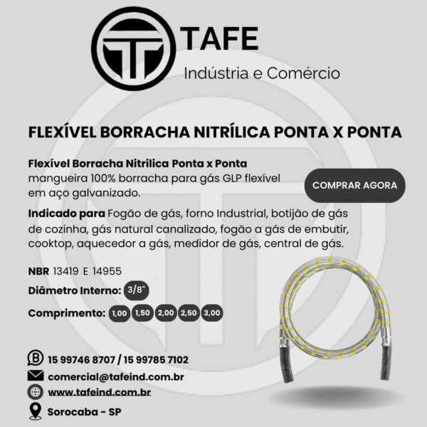FLEXÍVEL BORRACHA NITRÍLICA PONTA X PONTA