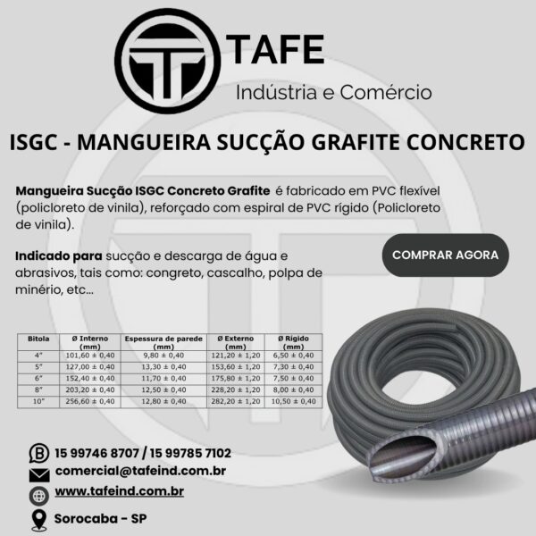 ISGC Mangueira Sucção Grafite Concreto